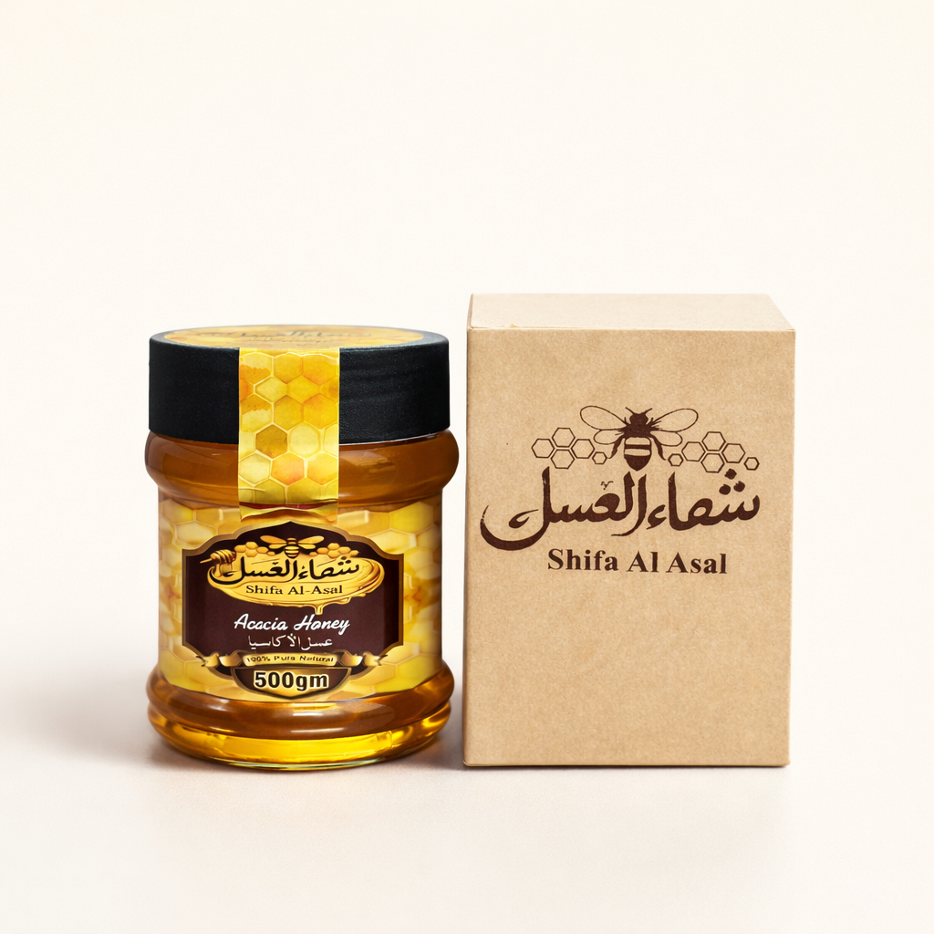 Shifa Al Asal Premium Acacia Honey (500 gm) – 100% Pure | کیکر / پھلای شہد